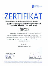 Zertifikat Deutsches Beratungszentrum für Hygiene